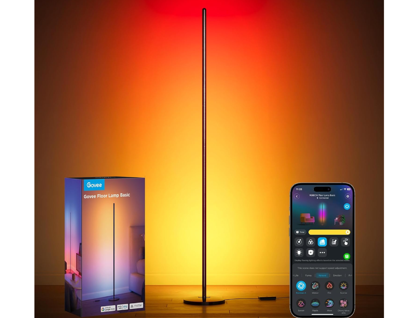 Smart lamp with colorful lighting and app.