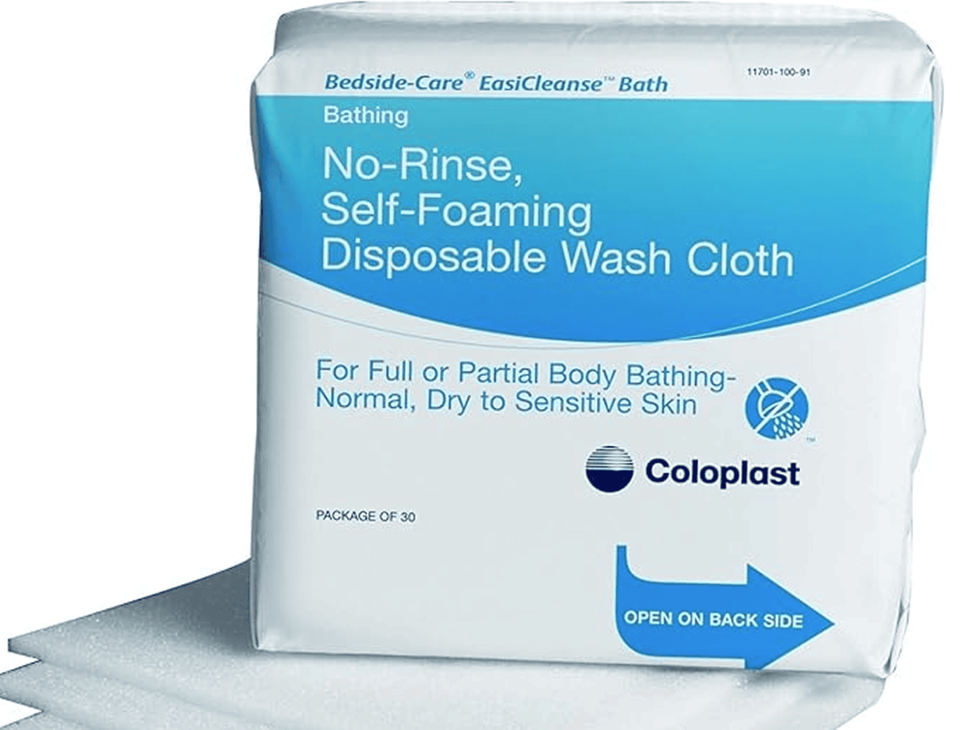 No-rinse disposable washcloth package.