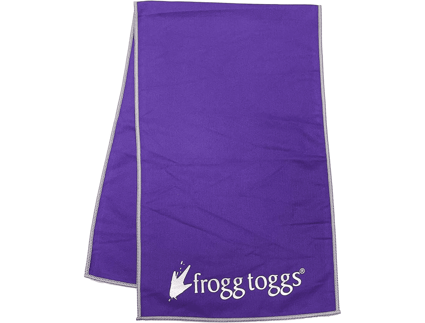 Purple Frogg Toggs towel with logo.